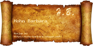 Hohn Barbara névjegykártya